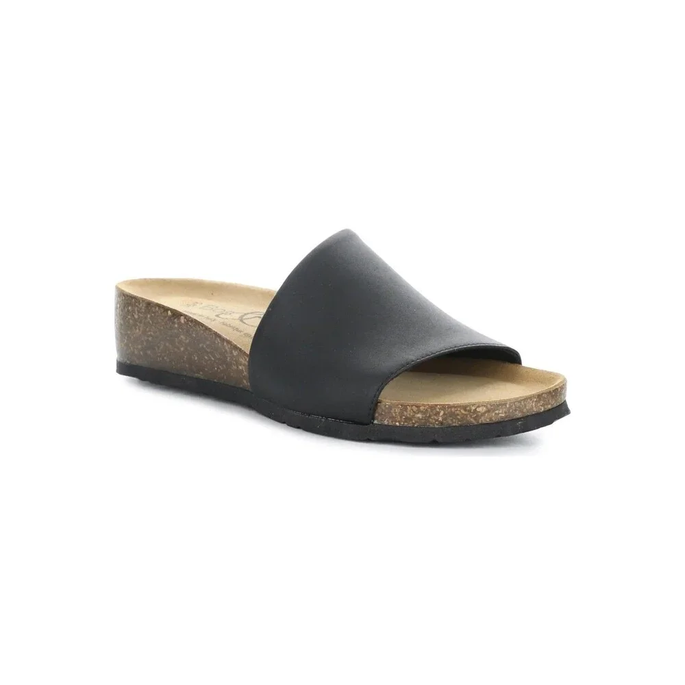 New Bos. & Co. Black Lux Slide Leather Sandals Size 41/US 10 Italy